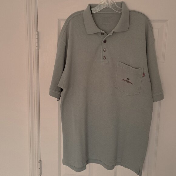 Vintage Tommy Bahama Logo Polo Shirt Textured Cotton Distressed Green Size XXL - Picture 2 of 12